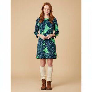 Lilly Pulitzer Womens 2 Palm Sleeve Shift Dress Green Resort Wear CN